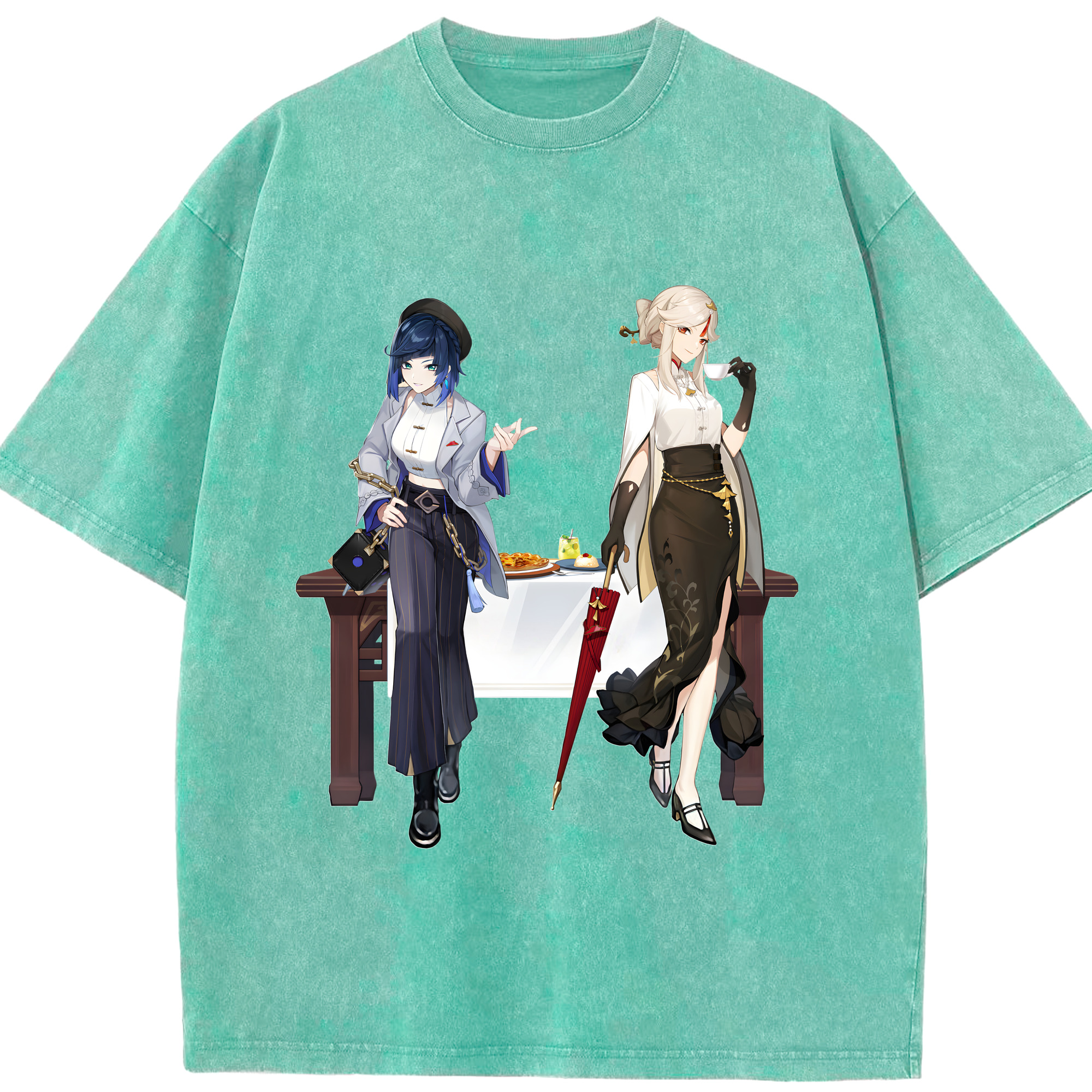げんし神 夜兰 やらん genshin Yaran 綿100% ヴィンテージ風 半袖Tシャツ（フロントプリント）
